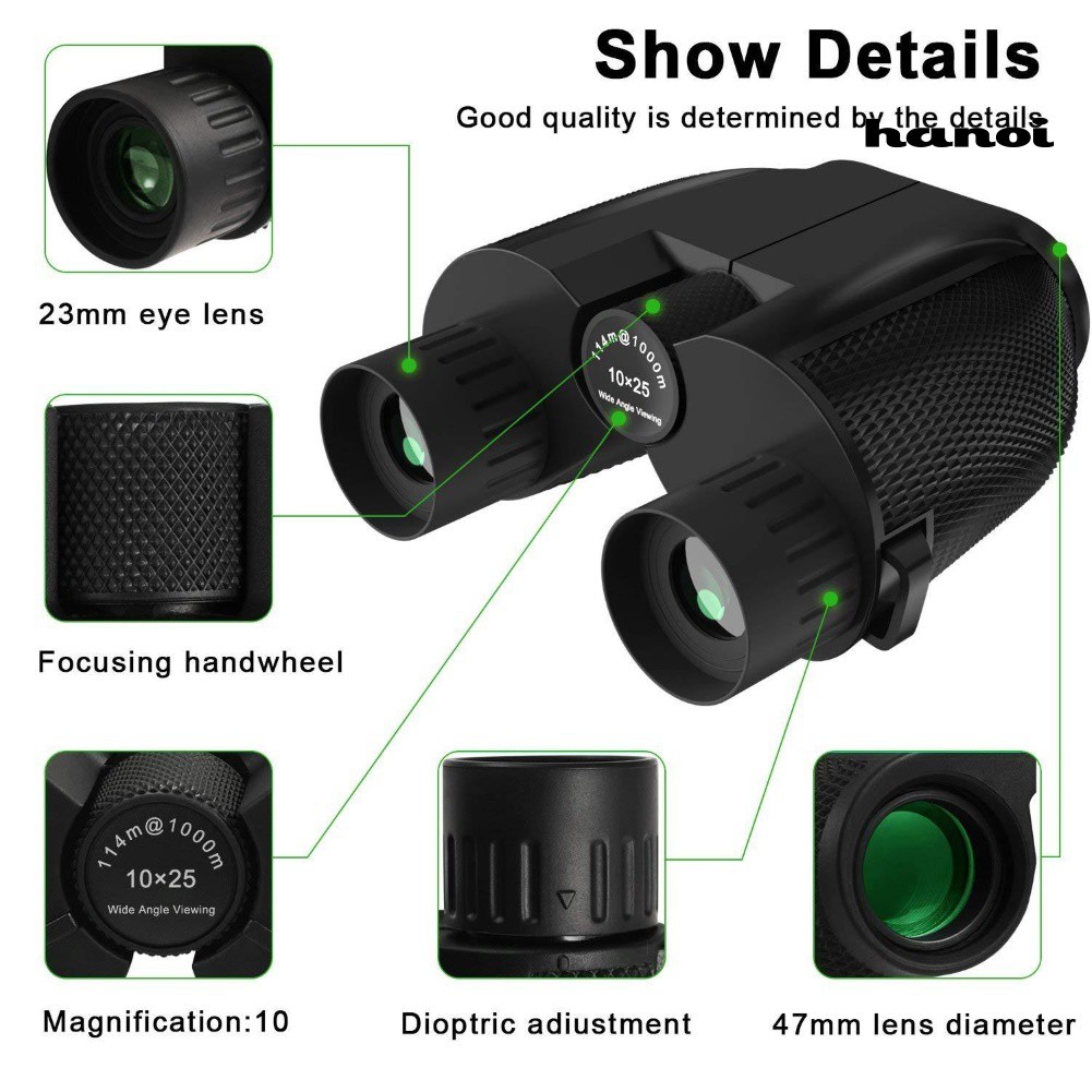 HW-10x25 Multilayer Filming Optical Waterproof Nature Observe Binoculars Telescope