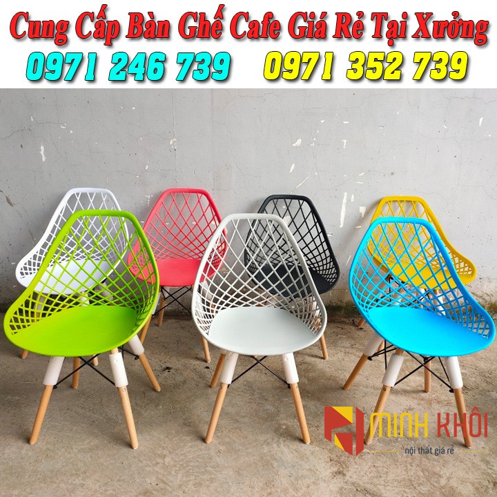 Ghế nhựa lưới chân gỗ cao cấp