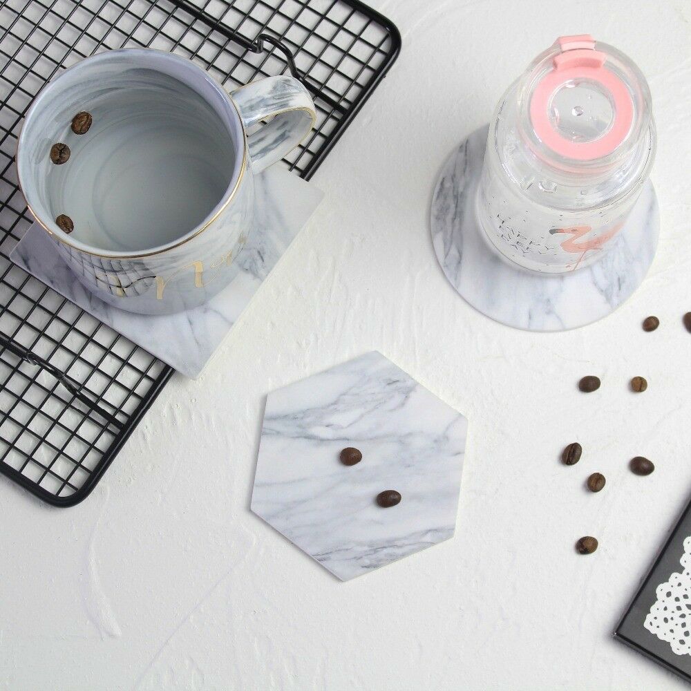Tấm lót cốc cà phê chất liệu PVC hoạ tiết đá hoa cương sang trọng chống trượt / thấm nước cách nhiệt trang trí bàn