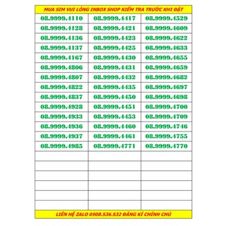 Sim tứ quý 9999 giữa  mobifone