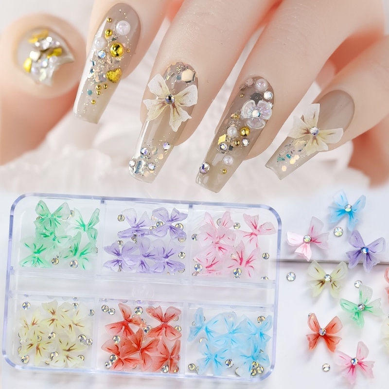 Set 30 Phụ Kiện Trang Trí Móng Tay Hình Bướm 3D DIY