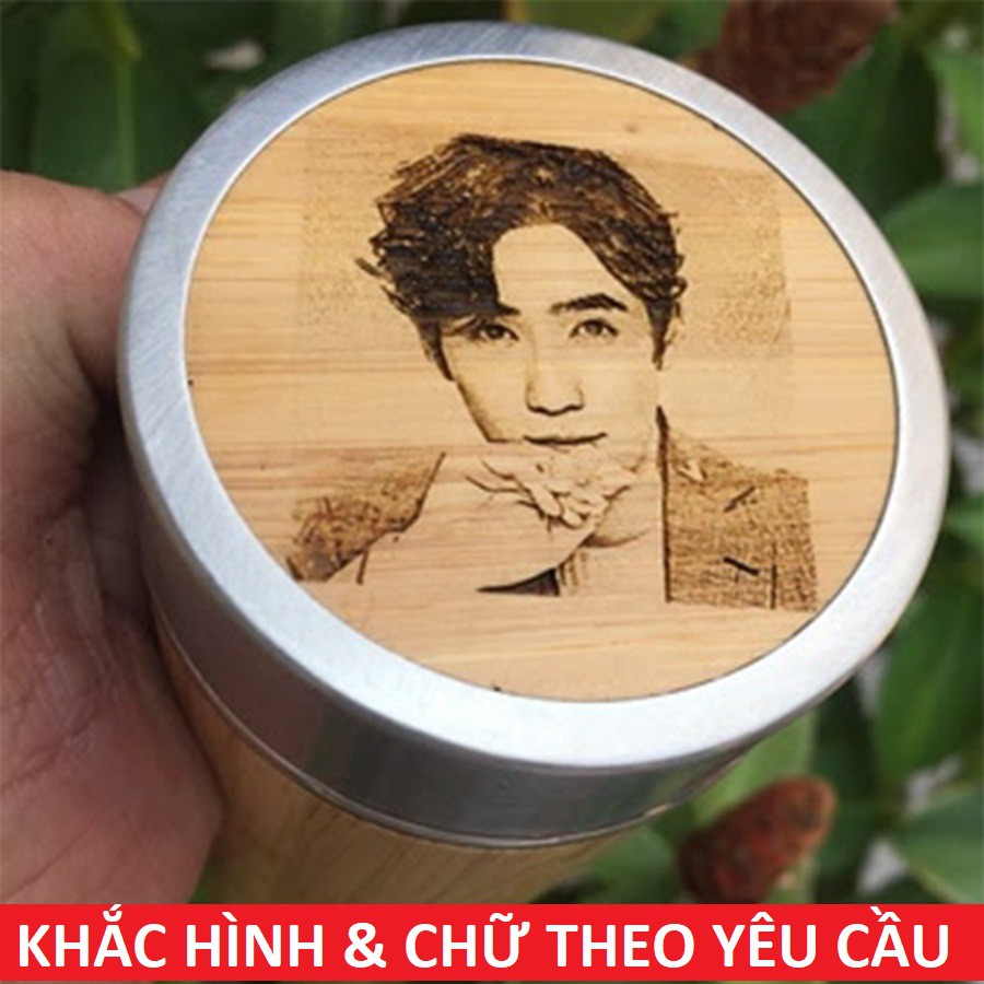 Bình Giữ Nhiệt Vỏ Tre Khắc Theo Yêu Cầu