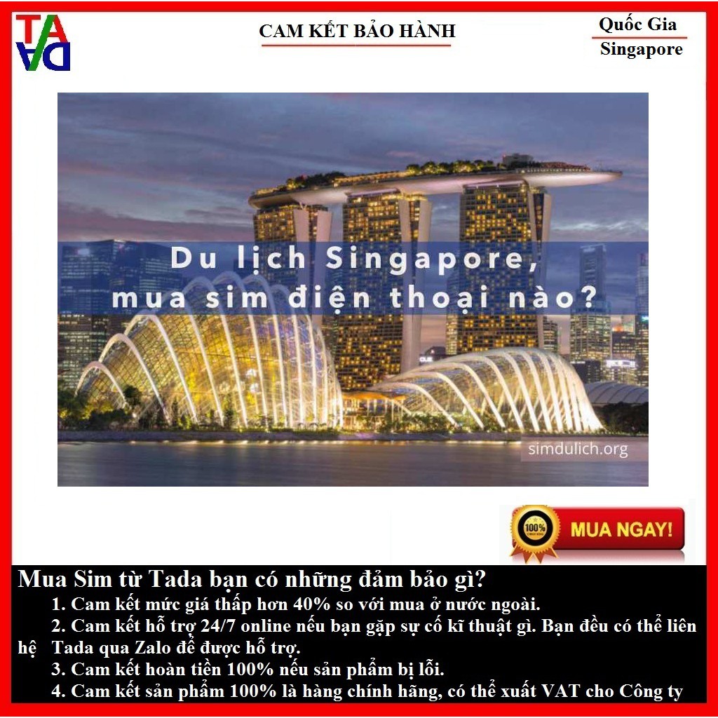 Sim 4G Du Lịch Singapore - Hỗ trợ 24/7 - Bảo hành 1 đổi 1