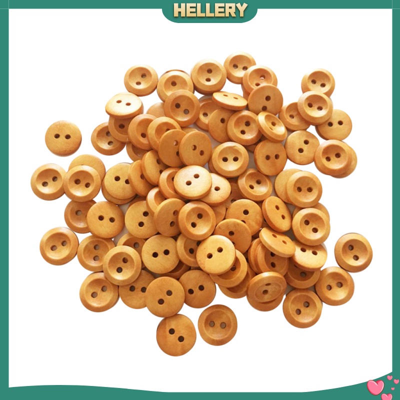 Gói 100 Nút Gỗ Tròn 2 Lỗ 15mm Dành Cho May Vá
