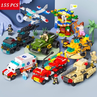 BỘ ĐỒ CHƠI XẾP HÌNH Mô Hình LEGO Xe OTO Cảnh Sát, Lắp Ghép Xe Cứu Hỏa