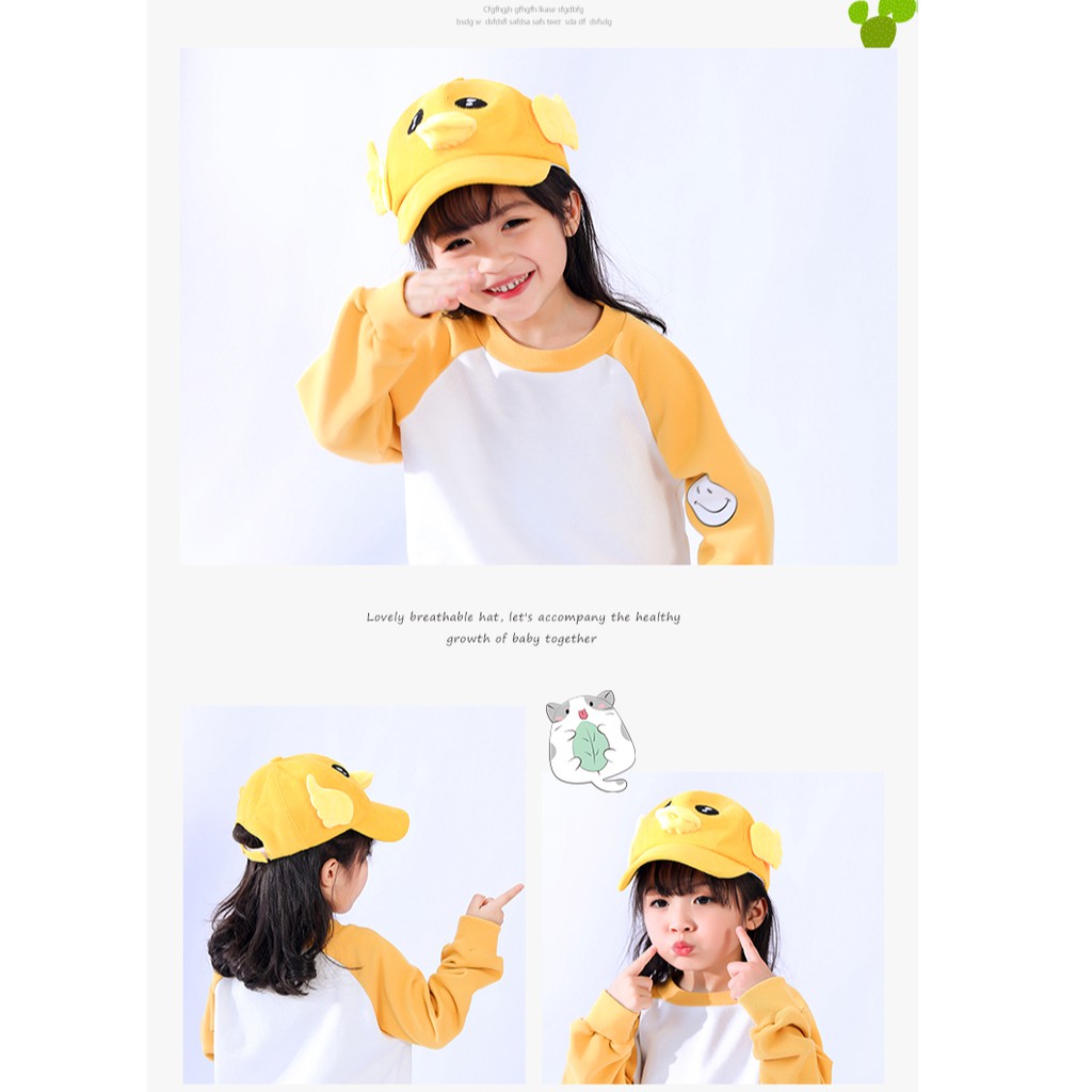 Mũ lưỡi trai Vịt có tiếng vịt kêu cho bé trai và bé gái từ 2-8 Tuổi Chất vải Nỉ