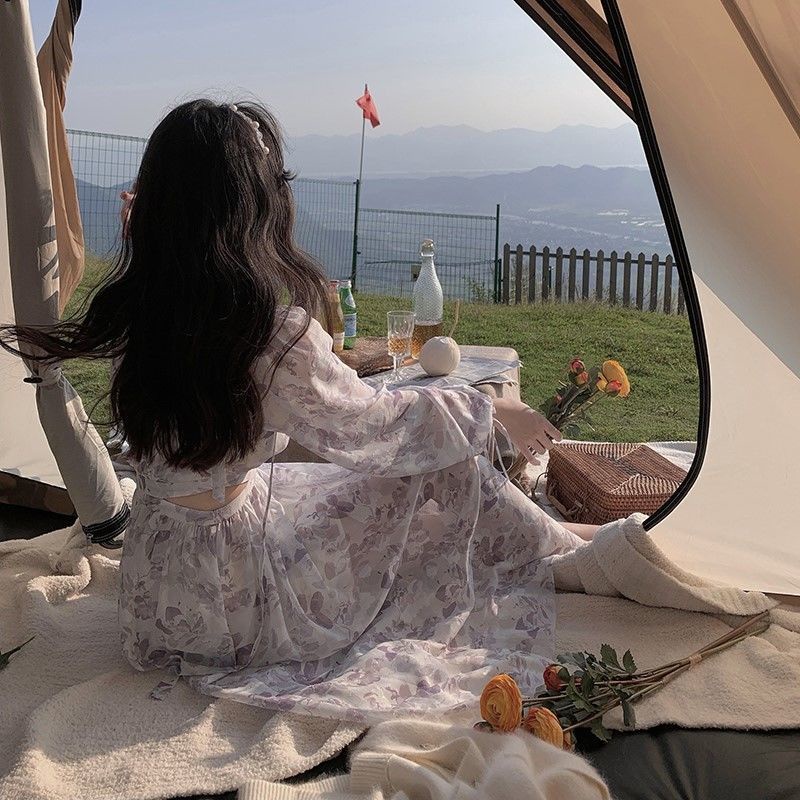 Váy nữ Baeshop voan tơ dáng dài thời trang