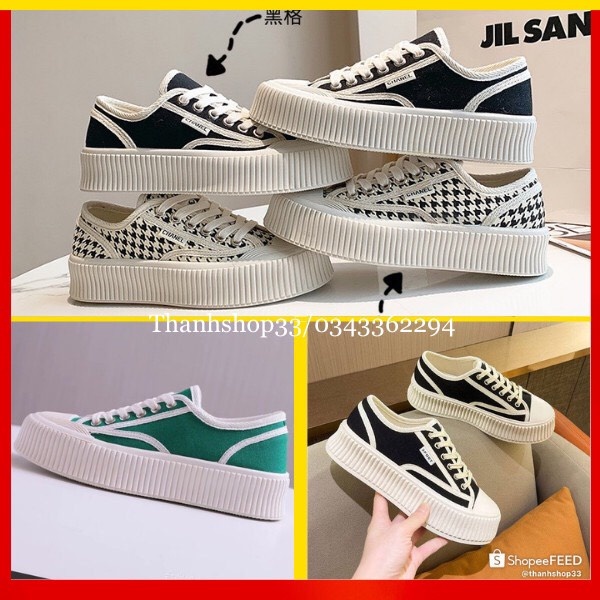 Giày Nữ Sneaker Độn Đế Siêu Tôn Dáng Chất Vải CanVass Sử Dụng Đa Năng