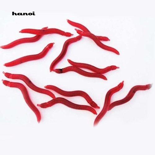 Set 50 mồi câu hình giun đất màu đỏ nhân tạo tiện dụng khi câu cá