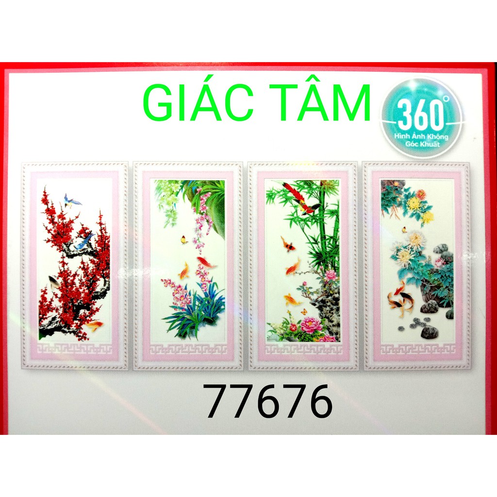 Tranh đá TỨ QUÝ - 141x75cm - 77676 - MAI LAN TRÚC CÚC BÔNG HOA CHIM CÁ - tranh đá chưa làm - chưa gắn đá - chưa đính đá