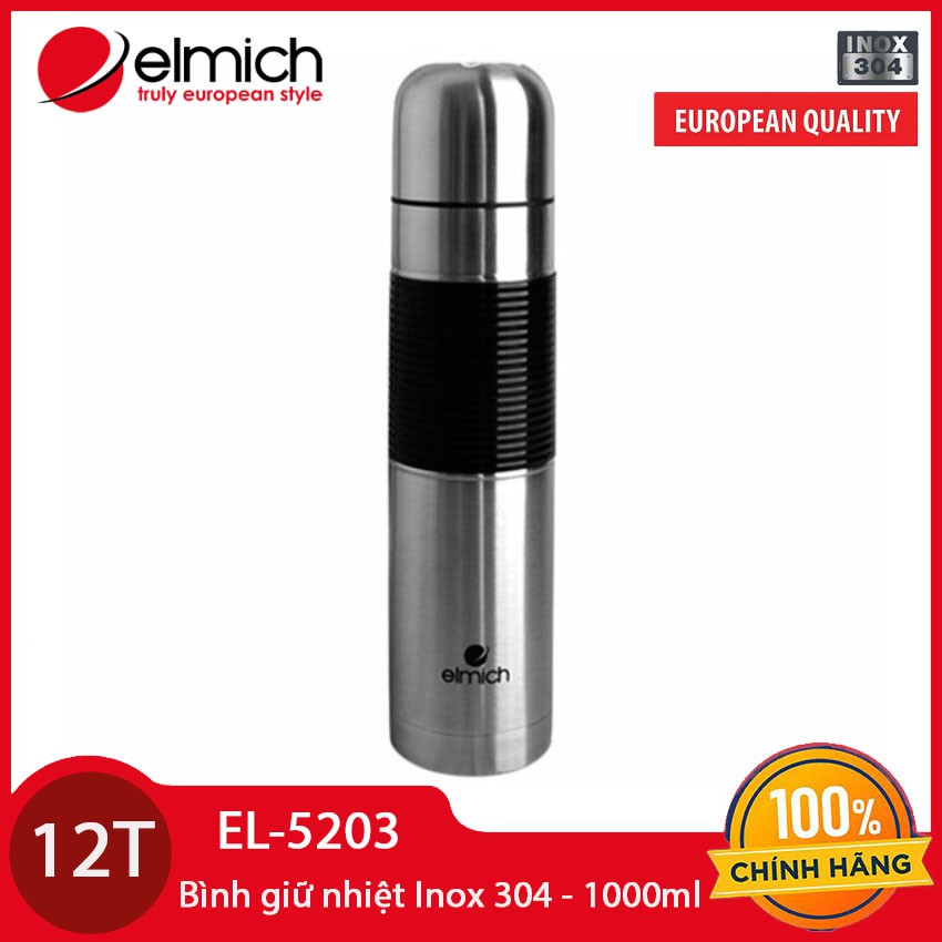 Bình giữ nhiệt Inox 304 Elmich 2245198/ 2245203 dung tích 1 Lít xuất xứ CH Séc, hàng chính hãng bảo hành 12 tháng