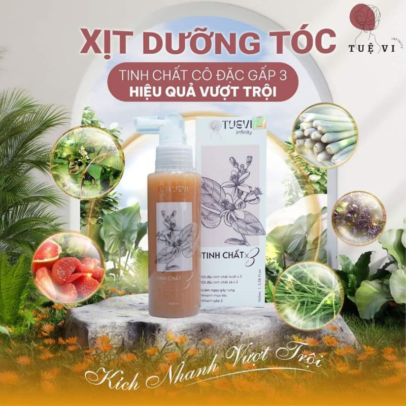 XỊT BƯỞI KÍCH MỌC TÓC NHANH, TINH CHẤT X3 TUỆ VI CHÍNH HÃNG