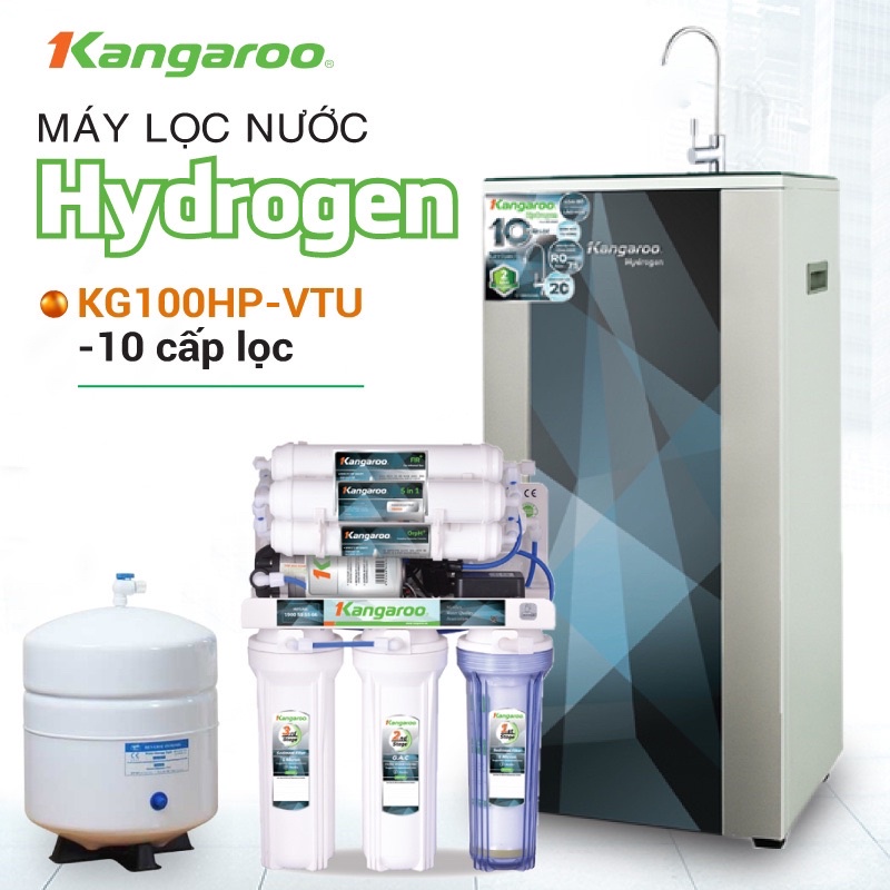 Máy lọc nước 10 Cấp Lọc Kangaroo Hydrogen Plus KG100HP VTU tặng lõi 123