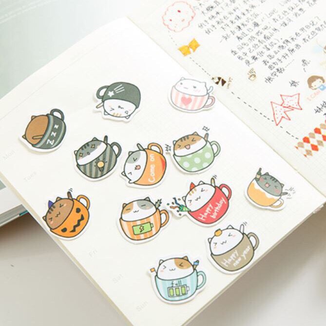 Sticker Bịch Mèo Ly Cảm Xúc Cute