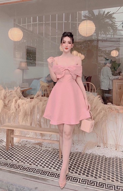 Đầm xoè dự tiệc ngắn trễ vai nơ ngực TRIPBLE T DRESS - size M/L - MS180V