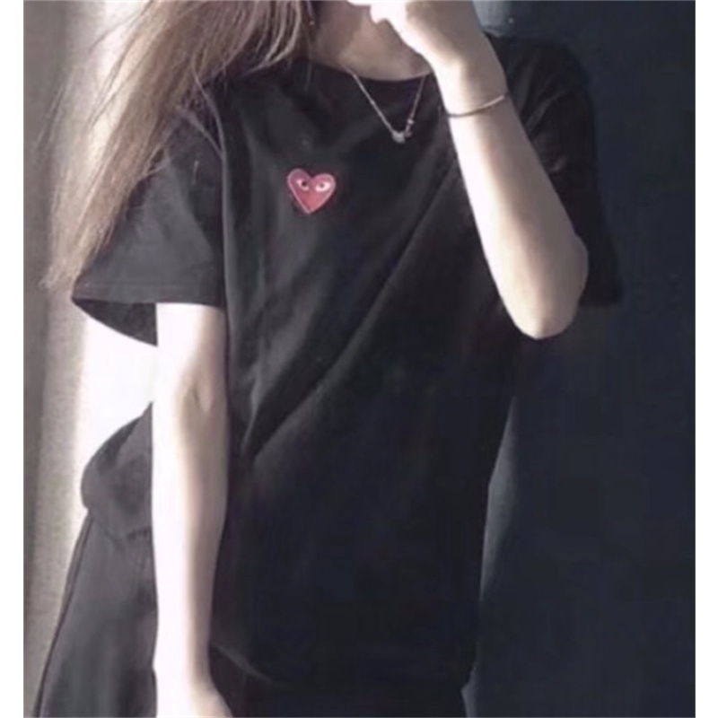 Áo thun cotton tay ngắn thêu hình PLAY cổ điển thời trang cho nam và nữ