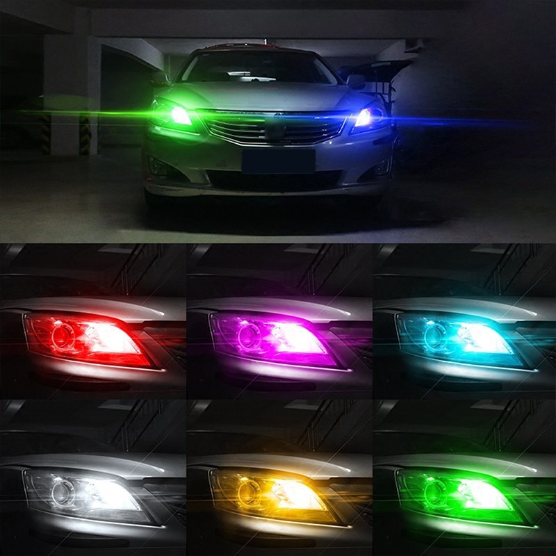 Bóng Đèn LED T10 W5W RGB COB-18 Bằng Silicone Cho Xe Hơi