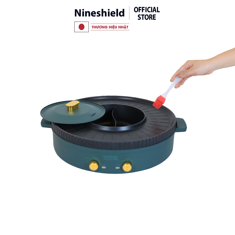 Bếp nướng điện Nineshield KB518 loại to 51cm - Bếp lẩu nướng đa năng 2 trong 1 tiện lợi - Chống dính - Hàng chính hãng