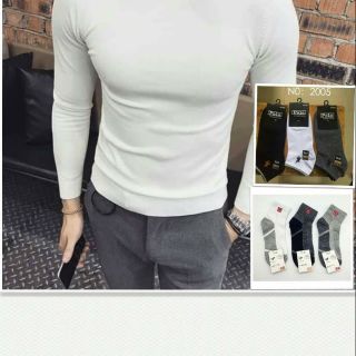 Combo áo len trơn cổ lọ + 5 đôi tất