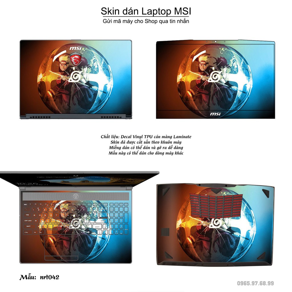 Skin dán Laptop MSI in hình Naruto nhiều mẫu 2 (inbox mã máy cho Shop)