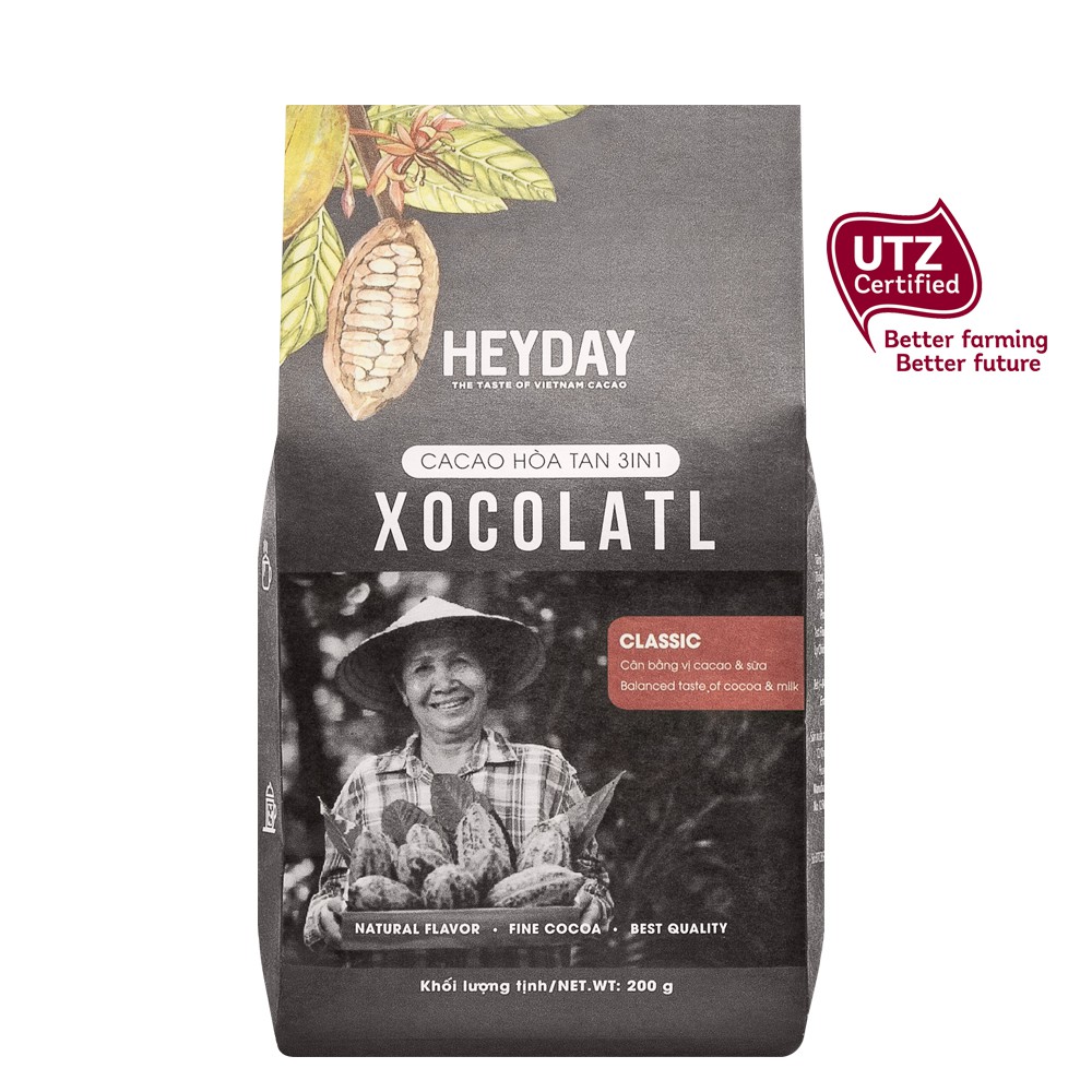 Bột cacao sữa 3in1 Xocolatl túi 200g - Gu truyền thống Classic - Đậm đà vị cacao nguyên chất, thơm béo vị sữa