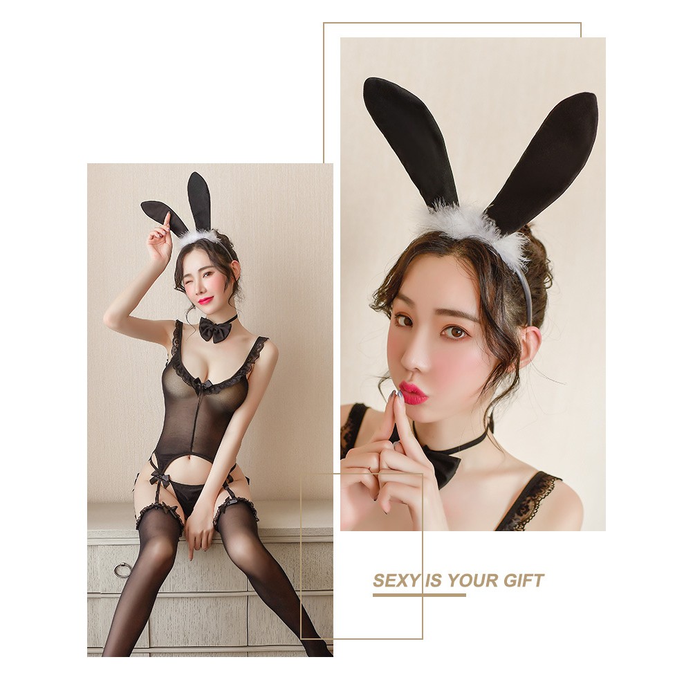 [ Che tên ] Full set đồ ngủ cosplay tai thỏ bodysuit quyến rũ gợi cảm CP001