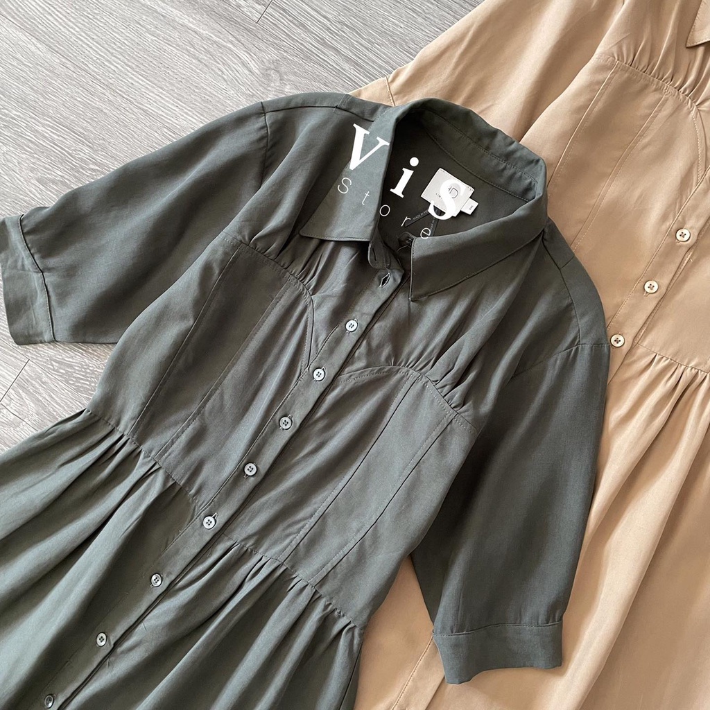 Đầm sơ mi nữ tay dài