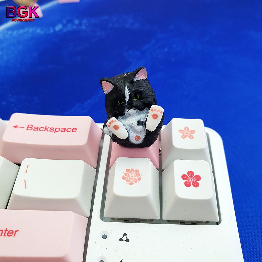 Keycap lẻ hình Mèo Con Nằm Ngửa Liếm Bi cực kỳ dễ thương ( keycap Artisan )