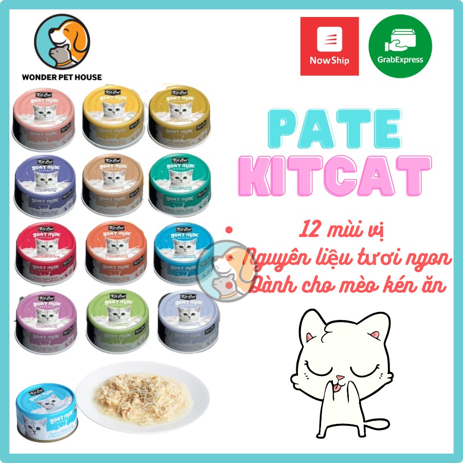 Pate mèo sữa dê KitCat sữa dê 12 mùi vị thơm ngon cho mèo lon 70g