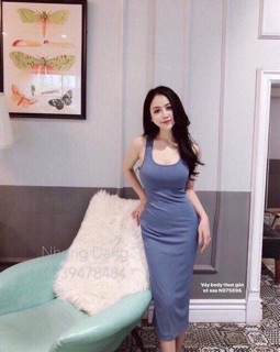 Váy body thun gân xẻ sau (ND)