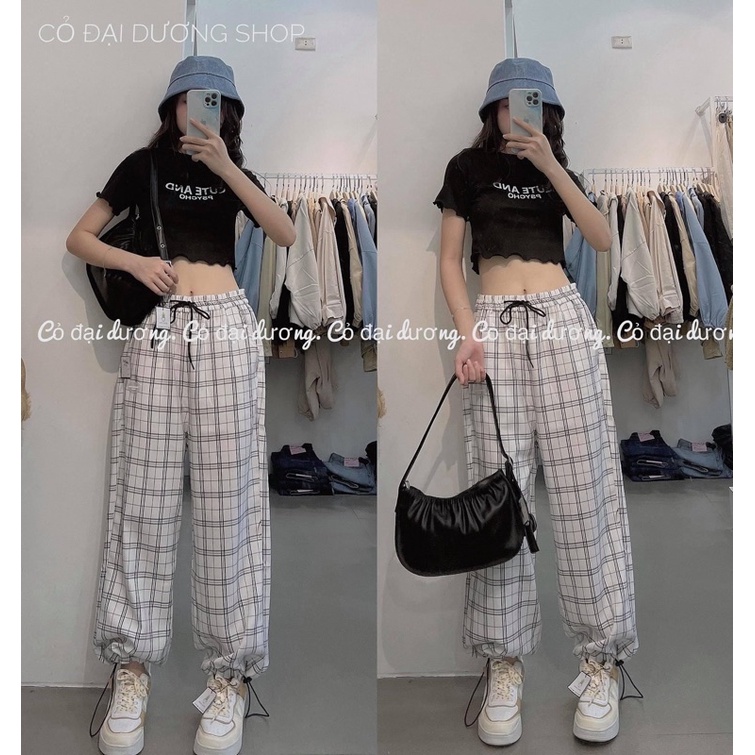 Quần caro ống rộng dáng suông unisex ( kèm ảnh thật 100%)