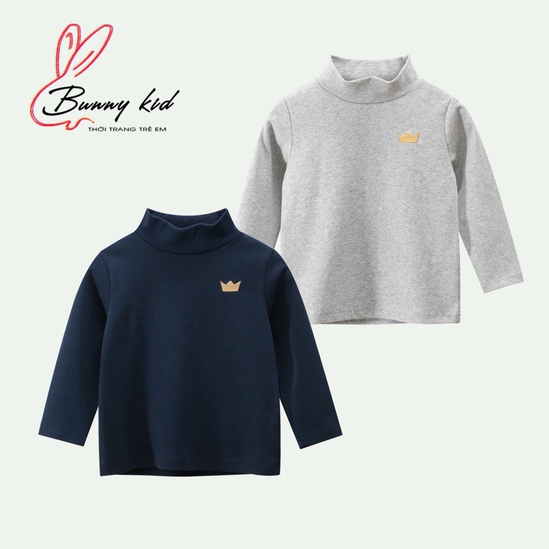 Áo giữ nhiệt bé trai Bunnykids áo dài tay cổ lọ cho bé thêu hình vương miện chất cotton
