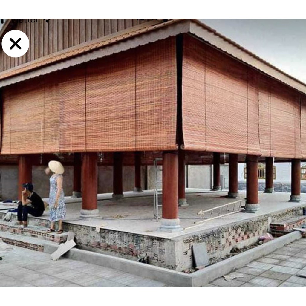 Mành sáo trúc che nắng ban công rộng 3m x cao 1m50 chia 2 tấm rèm sáo trúc treo cửa sổ  lối đi có dây kéo