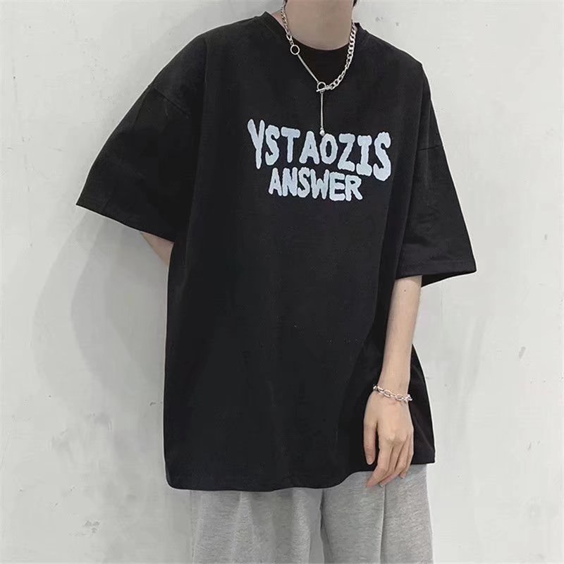 Áo Thun Tay Ngắn Dáng Rộng In Chữ Phong Cách Hip Hop Nhật Bản Thời Trang Cho Nam Và Nữ Size M-8XL