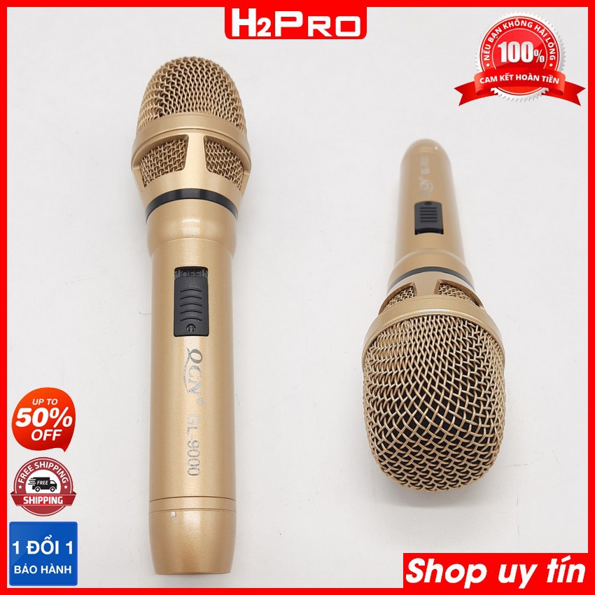 Micro karaoke có dây cao cấp QCN GL-9000A H2Pro Chính hãng hát hay, chống hú, tiếng sáng, ấm, micro karaoke cao cấp dây
