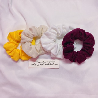 Scrunchies cột tóc vải nỉ bông mềm mại màu trơn