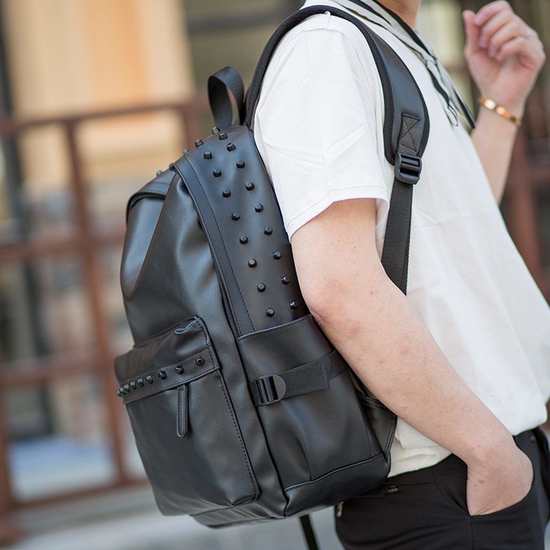 Ba Lô Da PU Đính Đinh Tán Phong Cách Anh Quốc Cá Tính Cho Nam