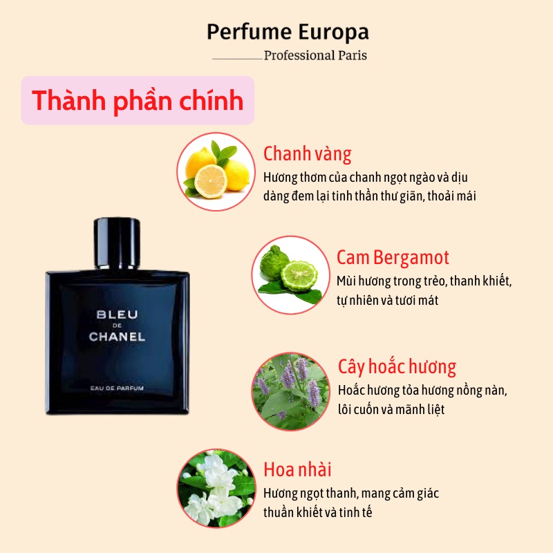 Nước Hoa Nam Chanel Bleu De Chanel EDP 100ml, dầu thơm Chanel chính hãng thơm lâu sang trọng, trẻ trung