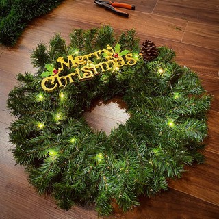 Giá sỉ- Dây thông xanh trang trí NOEL tặng kèm đèn Led chạy pin, dùng trang trí cửa, làm vòng nguyệt quế dài 2.7m