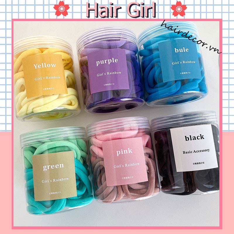 Dây buộc tóc cao su nhiều màu sắc không làm tổn thương tóc dễ thương