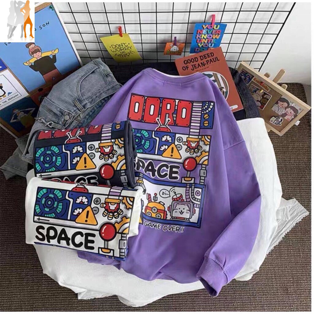 Áo nỉ cổ tròn sweater unisex Game over siêu hot - Trang phục thu đông - Áo nỉ mùa lạnh