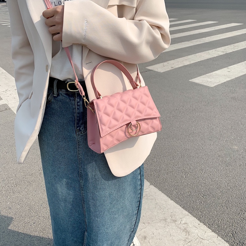 Túi Đeo Chéo Một Bên Vai Hình Vuông Họa Tiết Kim Cương Phong Cách Âu Mỹ Mới 2022 Cho Nữ