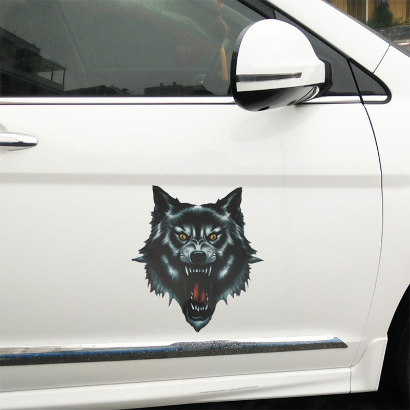 Tem Decal 3 đầu sói trang trí ô tô xe máy