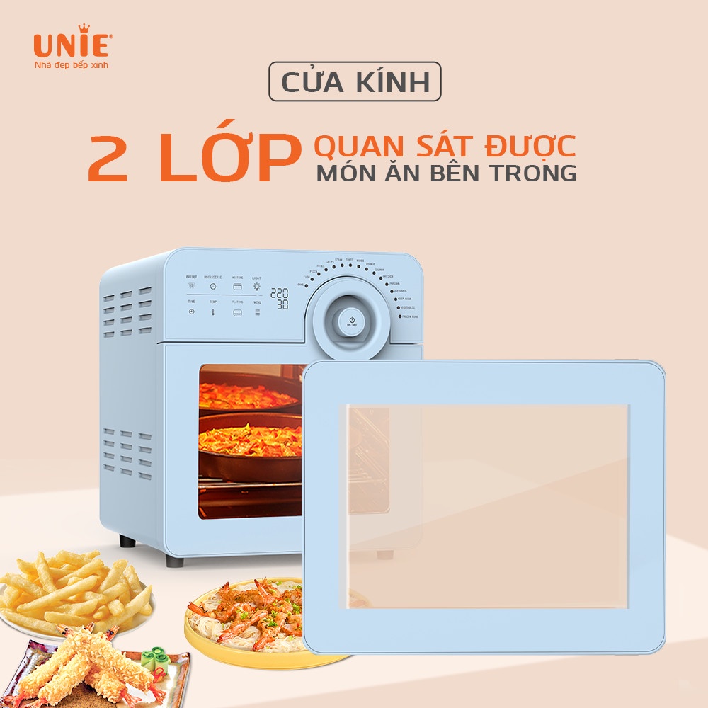 Nồi chiên không dầu Air Fryer UNIE Sky Blue dung tích lớn 14,5L công suất 1700W [BẢO HÀNH 24 THÁNG]