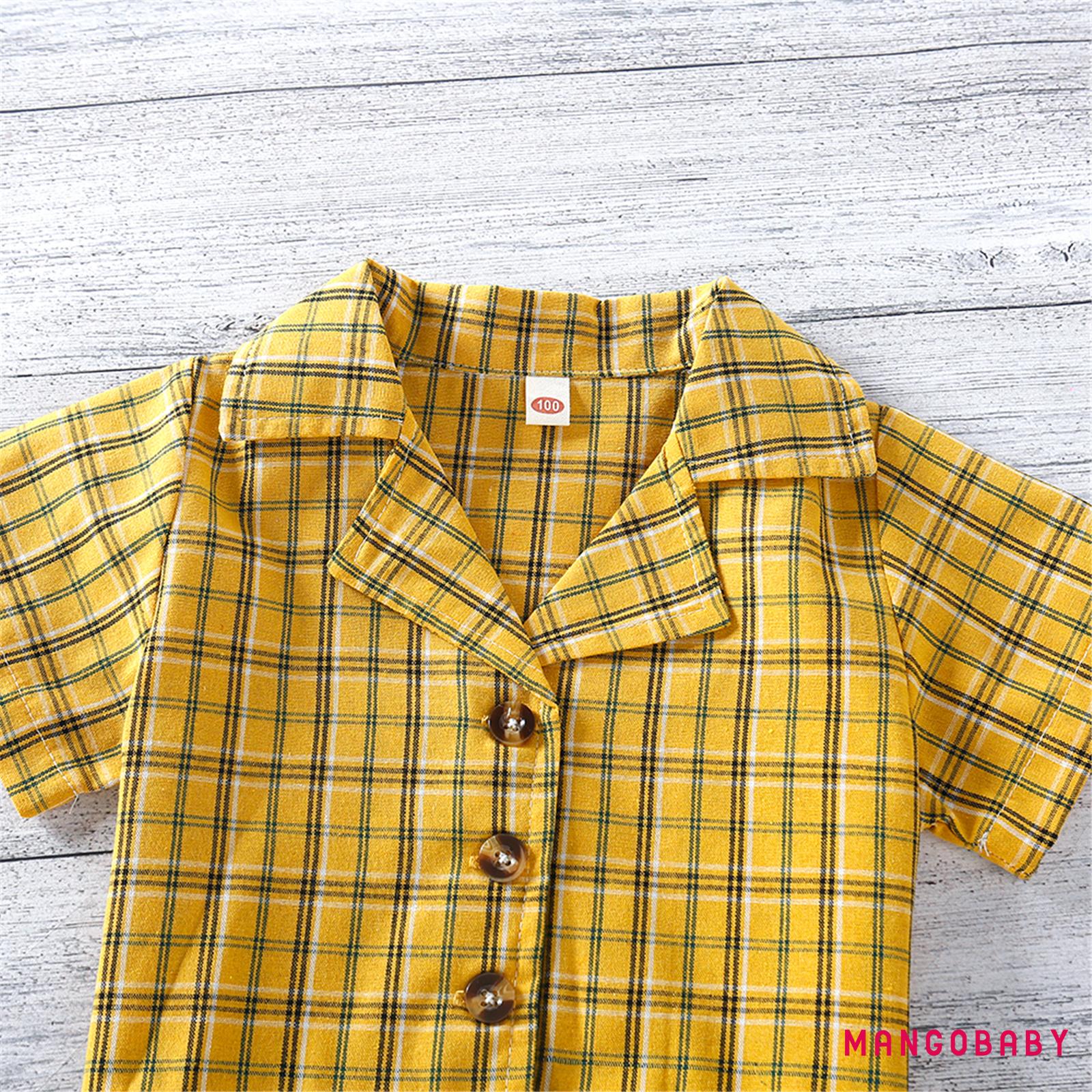 Set Áo Cardigan Tay Ngắn Kẻ Sọc Ca Rô + Chân Váy Chữ A Thời Trang Dành Cho Bé Gái