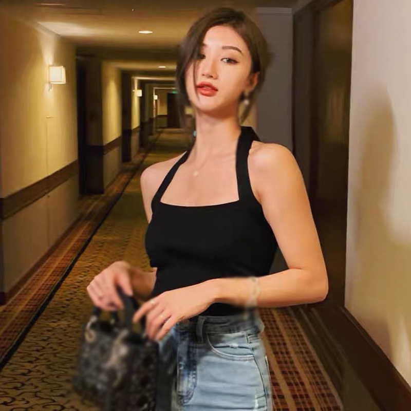 Áo croptop dệt kim không tay màu sắc đơn giản phong cách retro Hàn Quốc thời trang mùa hè tùy chọn màu sắc cho nữ