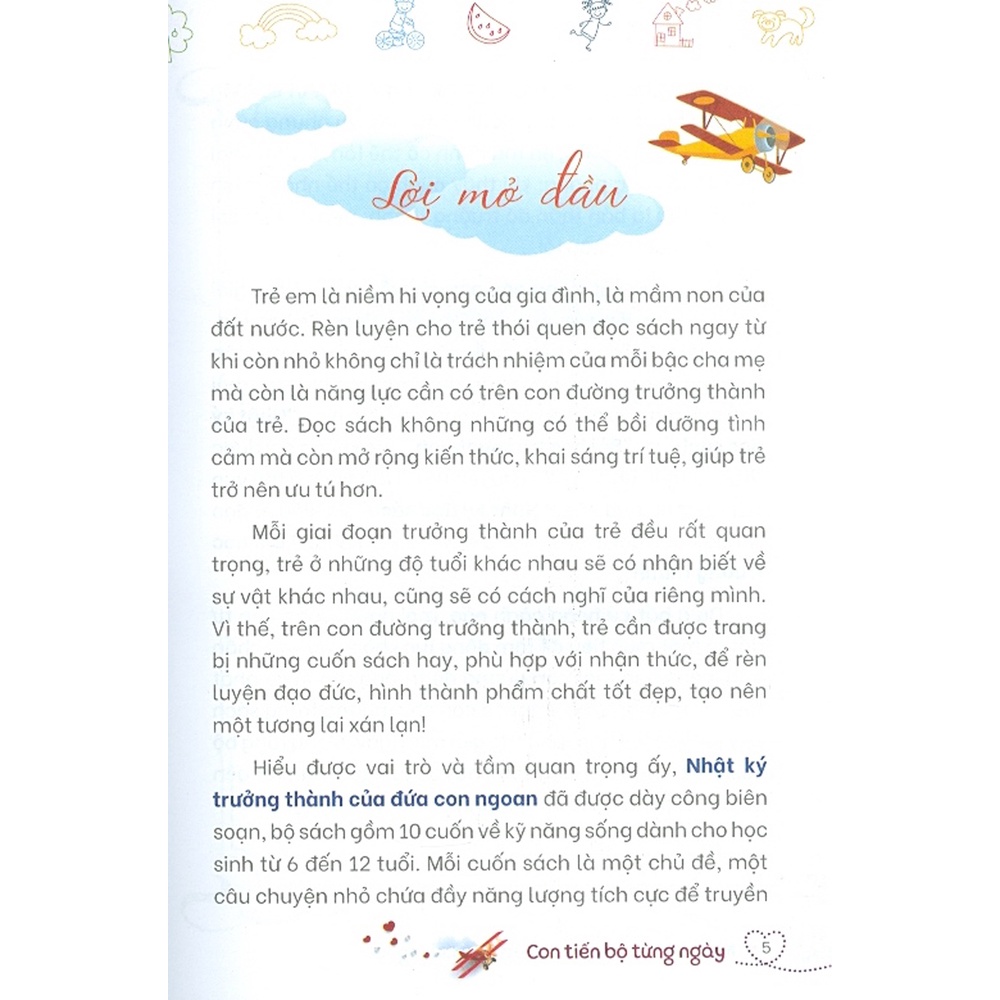 Sách - Nhật Ký Trưởng Thành Của Đứa Con Ngoan - Con Tiến Bộ Từng Ngày (Kỹ Năng Sống Dành Cho Học Sinh)