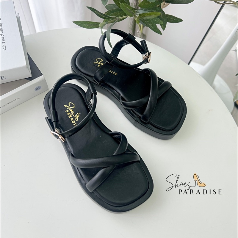 Giày sandal nữ chéo ulzzang đế xuồng trơn 3p chéo đế cao nữ Shoes Paradise SD011