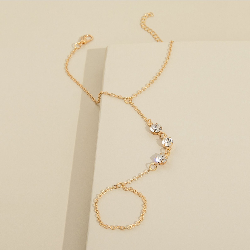 Vòng tay kèm nhẫn thiết kế đơn giản phong cách Hàn Quốc thời trang cho nữ