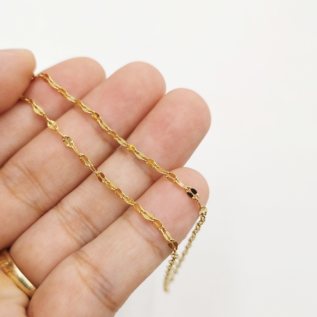 Dây chuyền titan nữ không mặt dây mắt xích dẹp thời trang sáng màu lấp lánh
